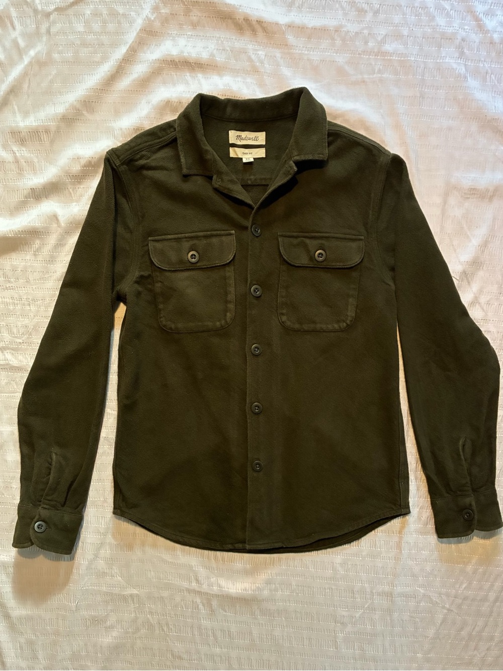 Madewell Olive Green Utility Button Down Long Sleeve Shirt 100% Cotton Size XS